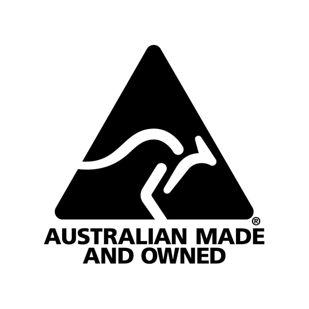 Black and white Australian owned and made logo