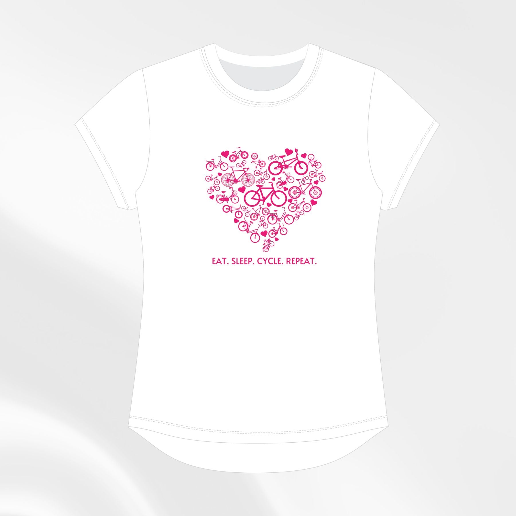 Eat. Sleep. Cycle. Repeat. Women’s Tee - White