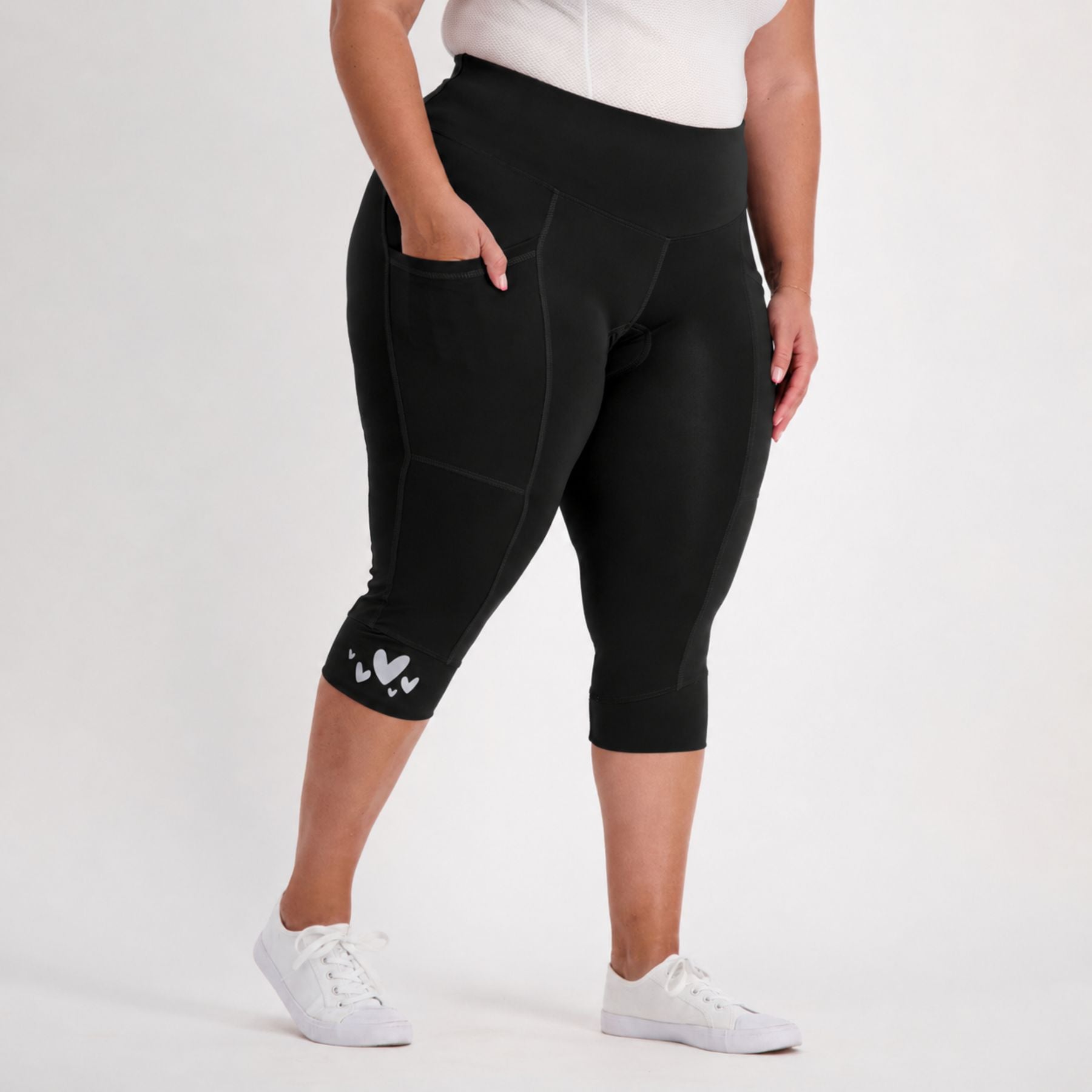 Essential Pocket 3/4 Padded Cycling Pants - Black