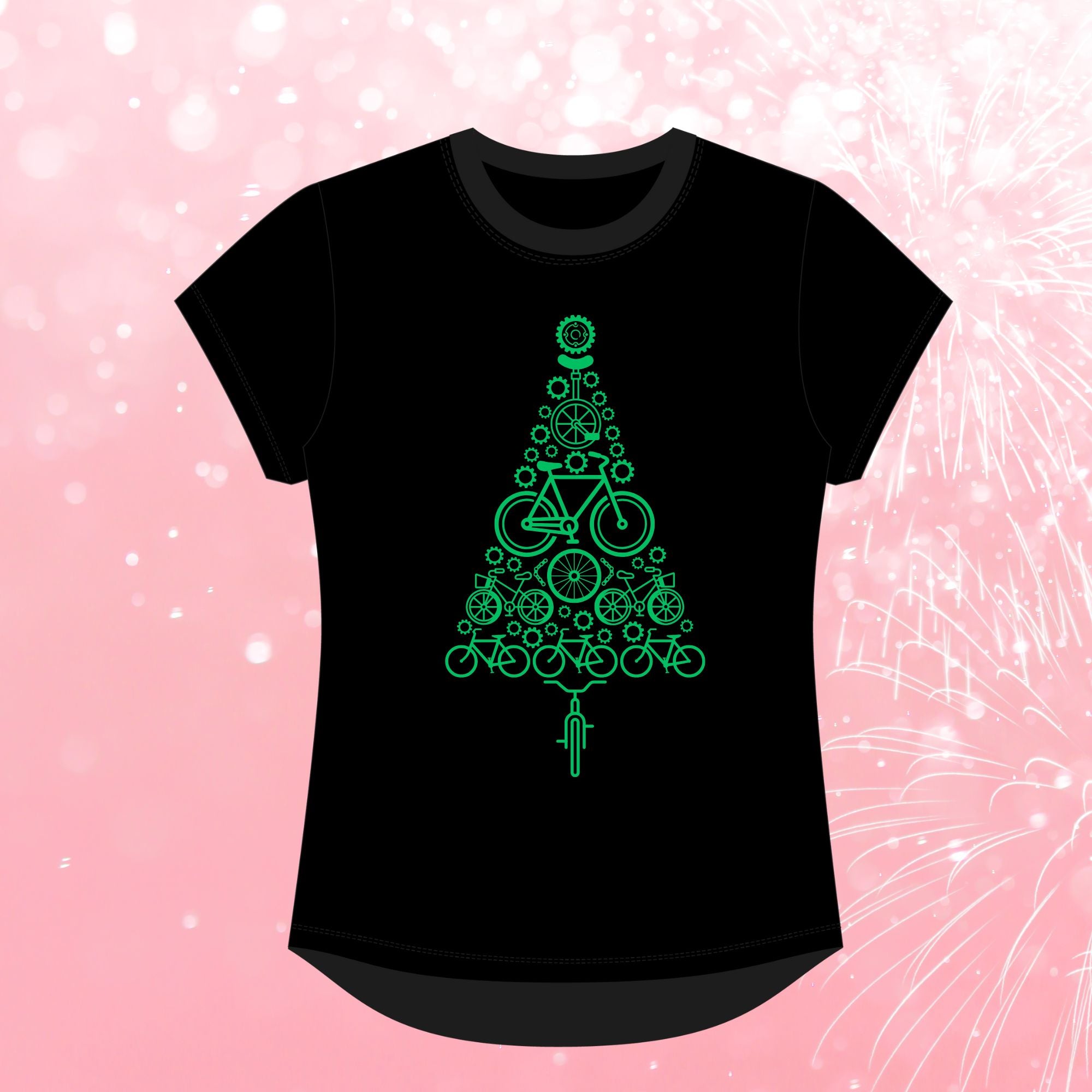 Bike Tree Christmas Tee - Black