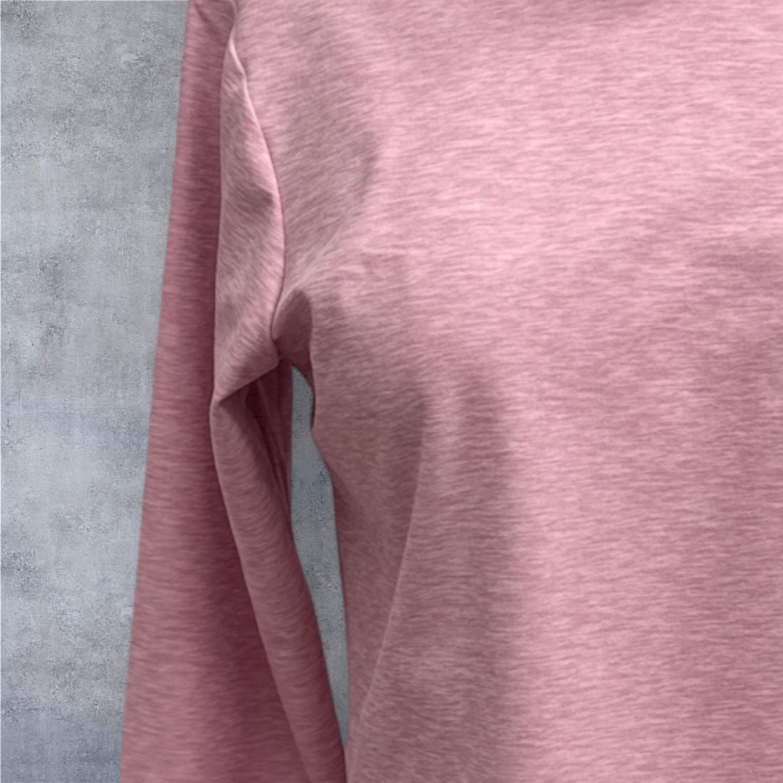 Close-up pink Asana marl fabric, double-peached soft texture and stitching