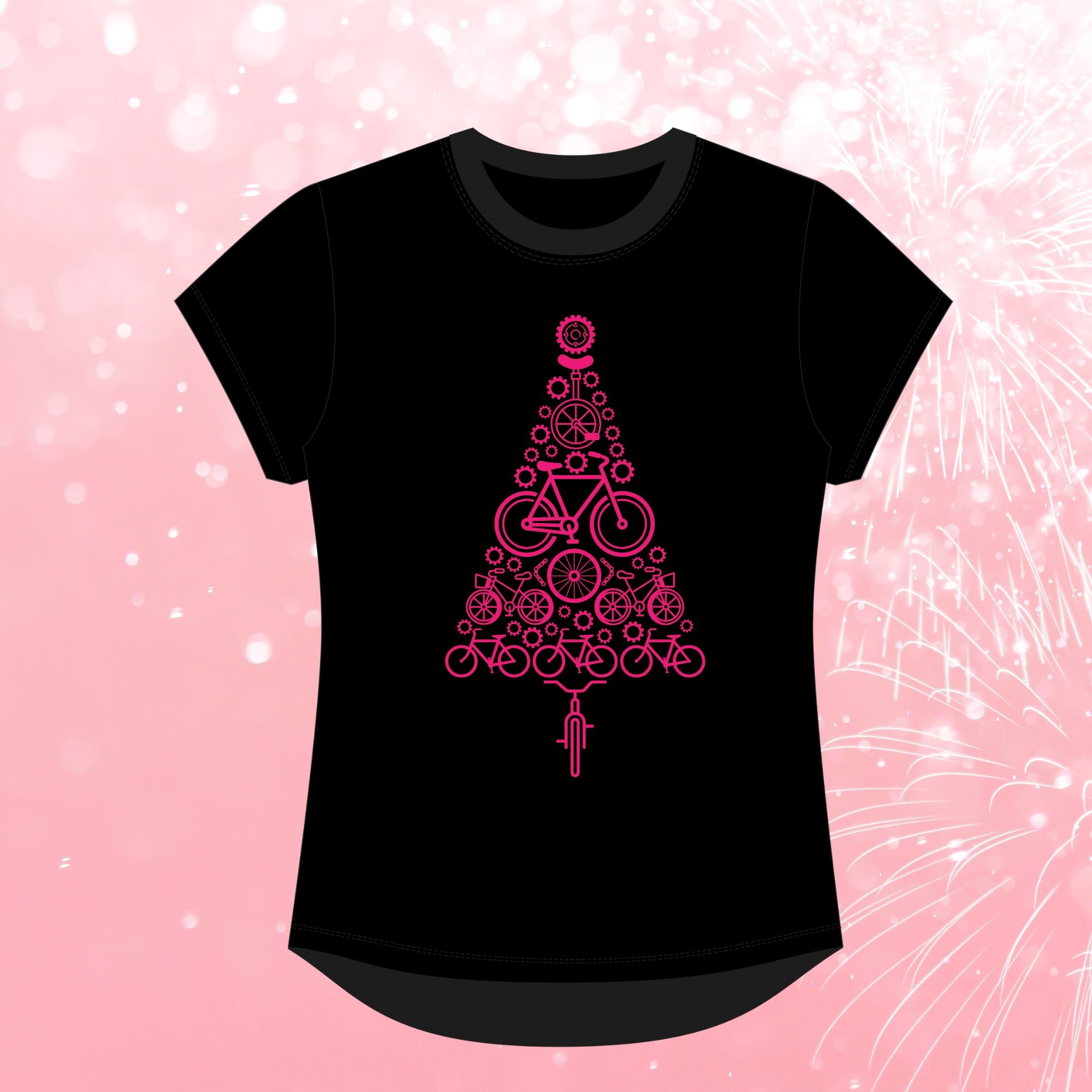 Bike Tree Christmas Tee - Black