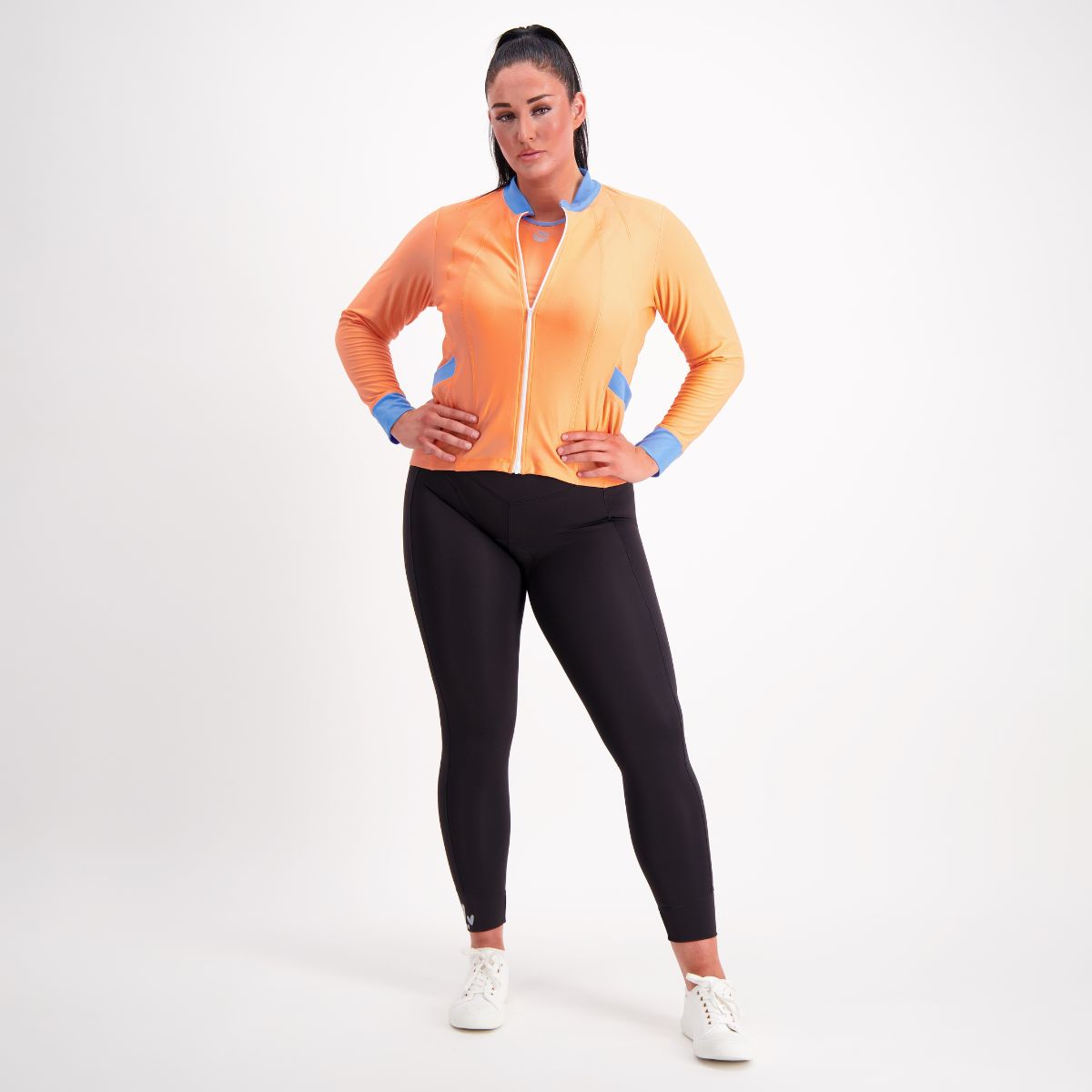 Woman wearing Traveller Long Cycling Tights – stylish and comfortable made for women cyclists.