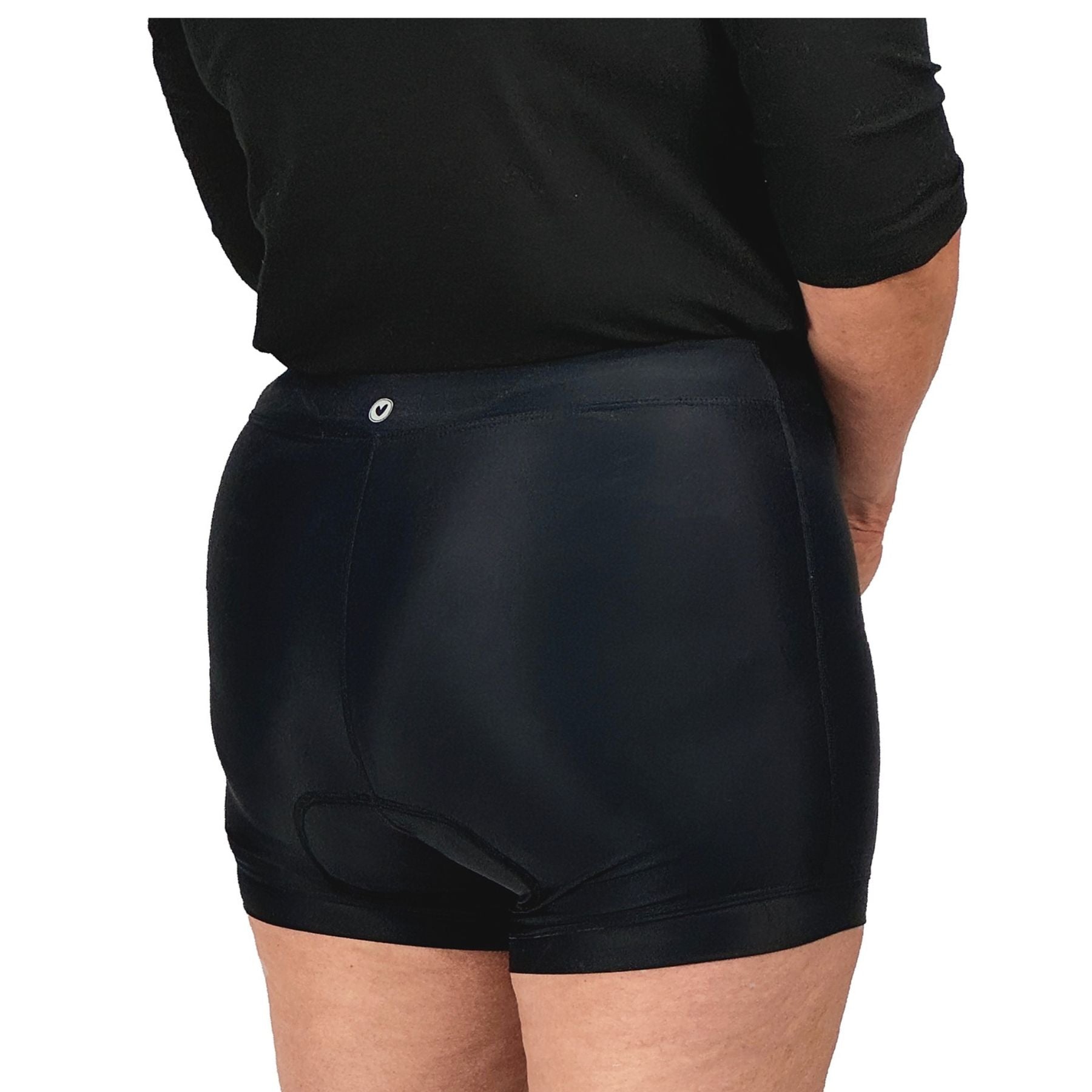 Black BoB Unders women's padded cycling underwear showing side fit and leg length