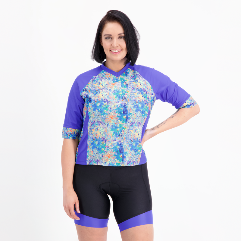 front view of birds on bikes blue casual bicycle shirt 