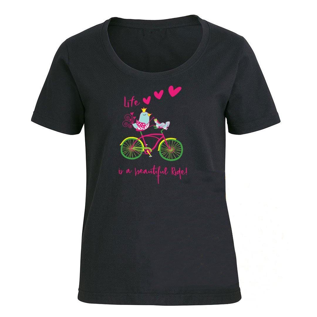 Birds on Bikes T-Shirt XS / Black / Scoop Life is a Beautiful Ride Tee